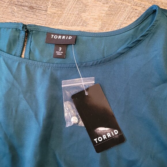 NWT TORRID | Teal Short Sleeve Charm Blouse | Sz. 3X - Picture 5 of 7